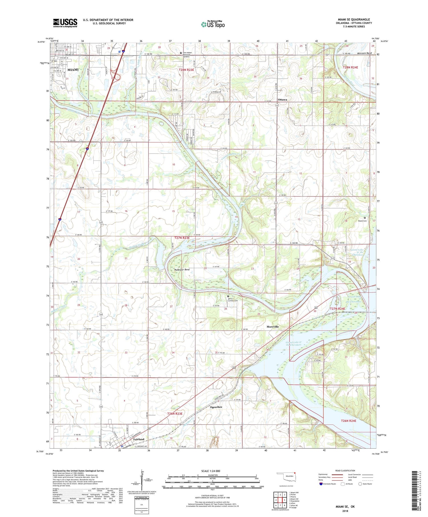 Miami SE Oklahoma US Topo Map Image