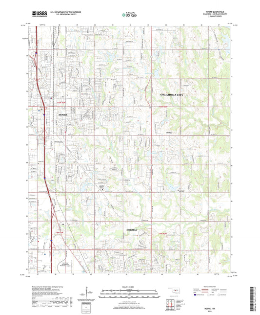 Moore Oklahoma US Topo Map Image