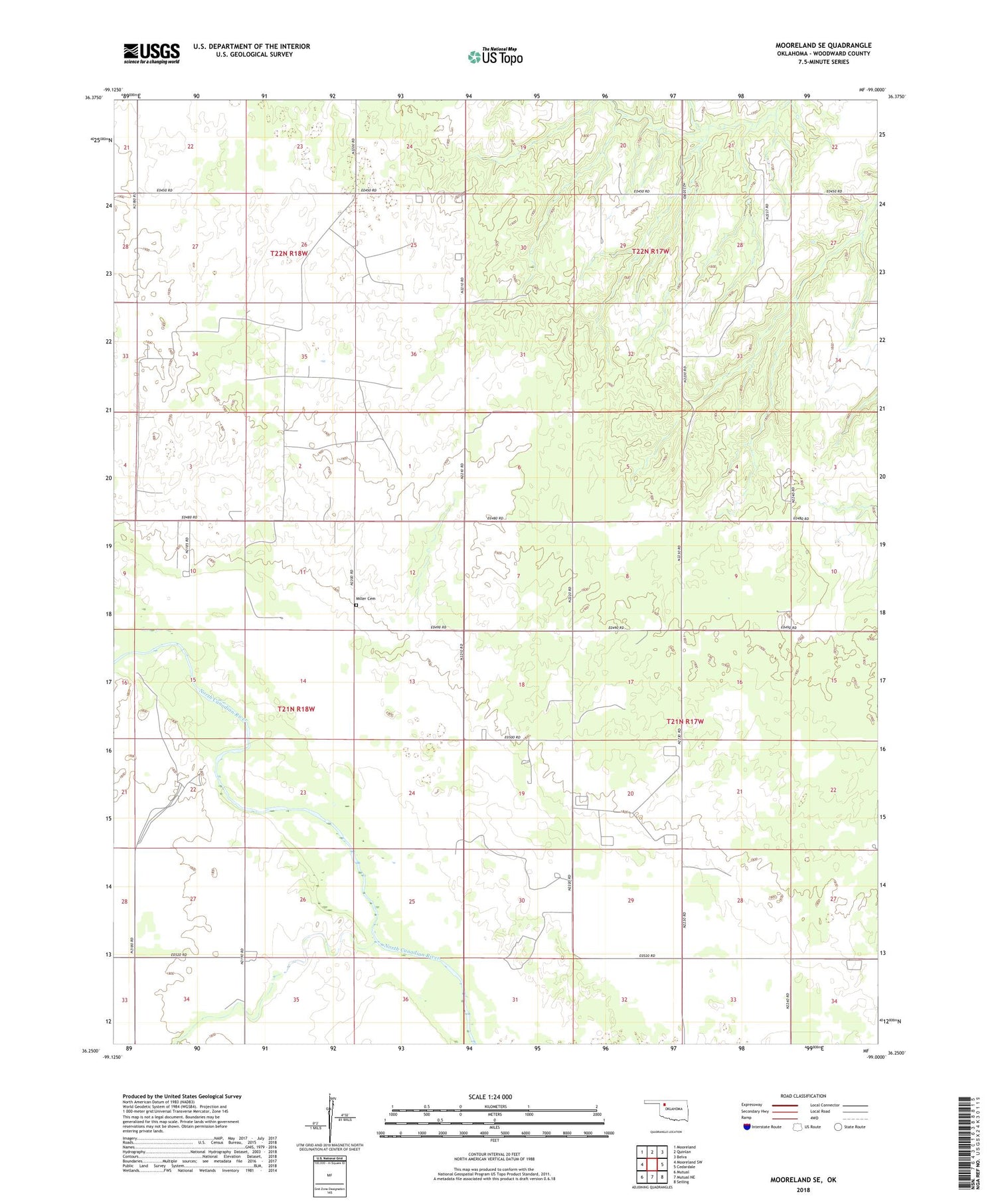 Mooreland SE Oklahoma US Topo Map Image