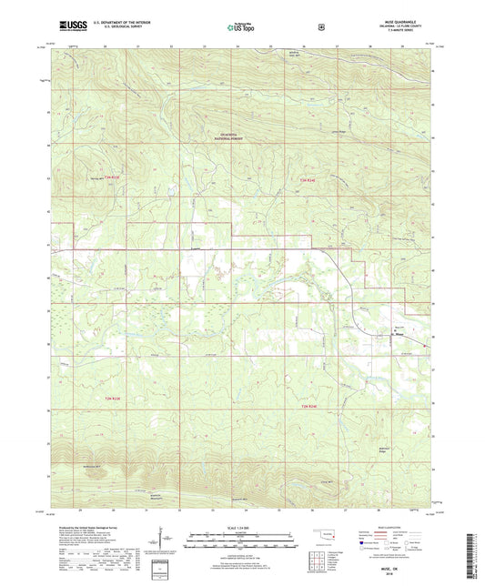 Muse Oklahoma US Topo Map Image