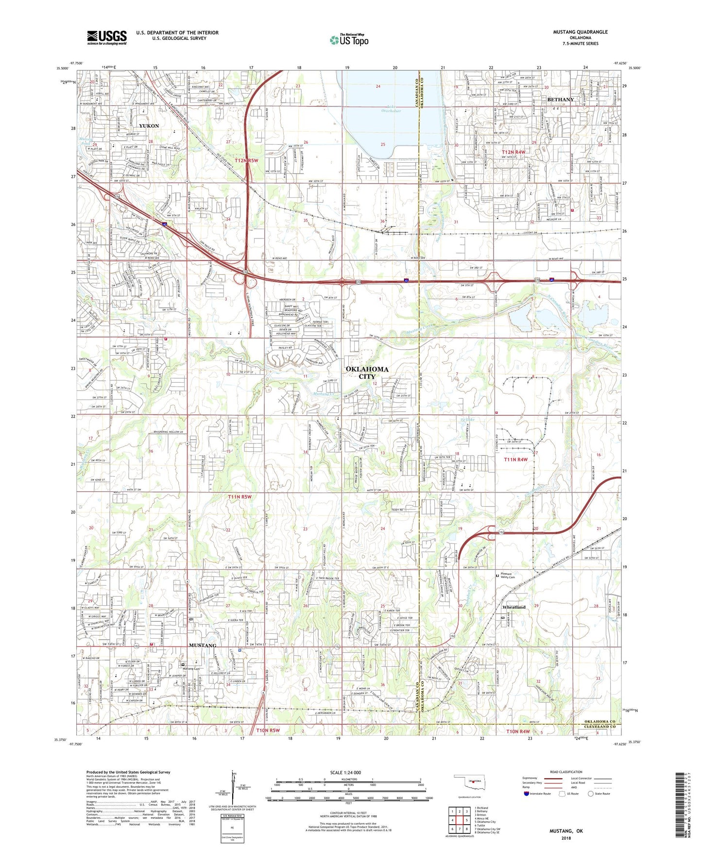 Mustang Oklahoma US Topo Map Image