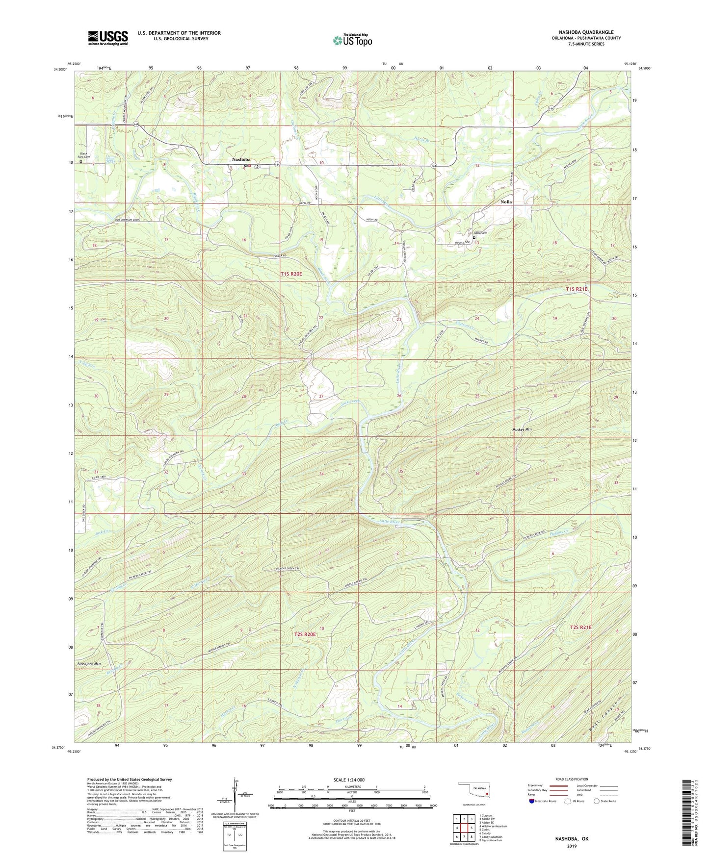 Nashoba Oklahoma US Topo Map Image