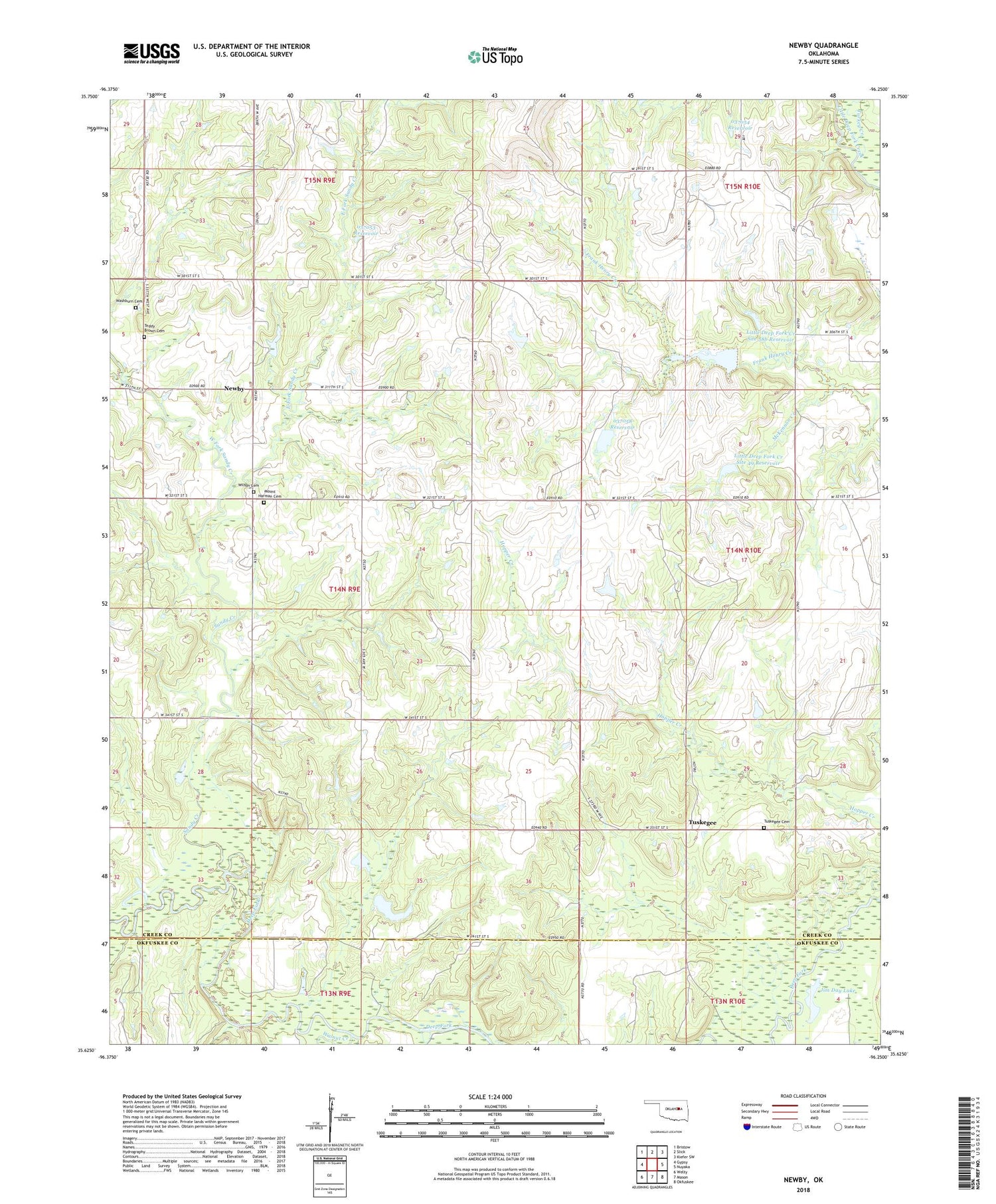 Newby Oklahoma US Topo Map Image