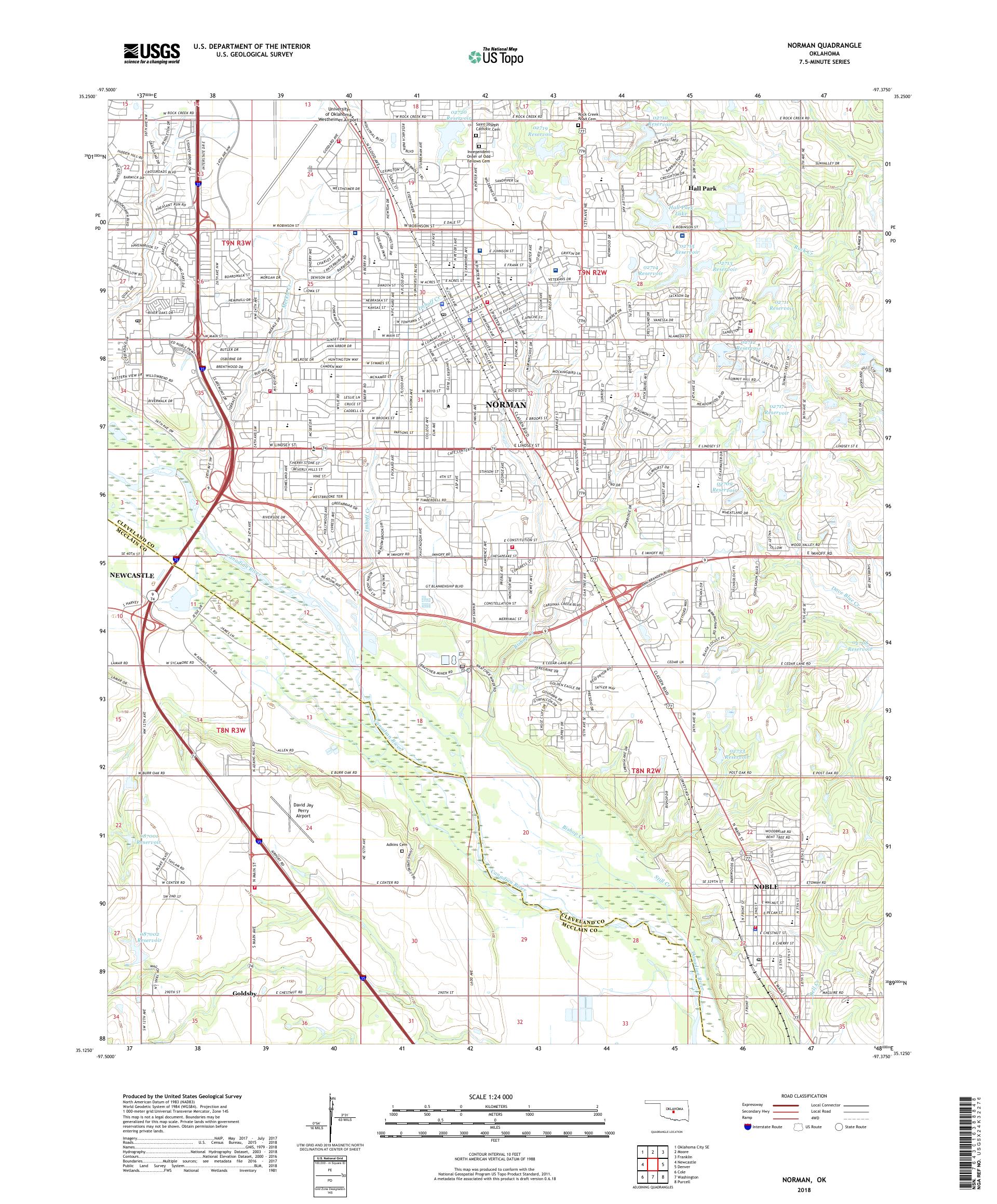 Norman Oklahoma US Topo Map – MyTopo Map Store