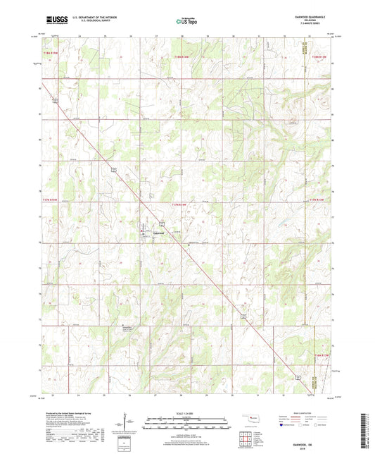 Oakwood Oklahoma US Topo Map Image