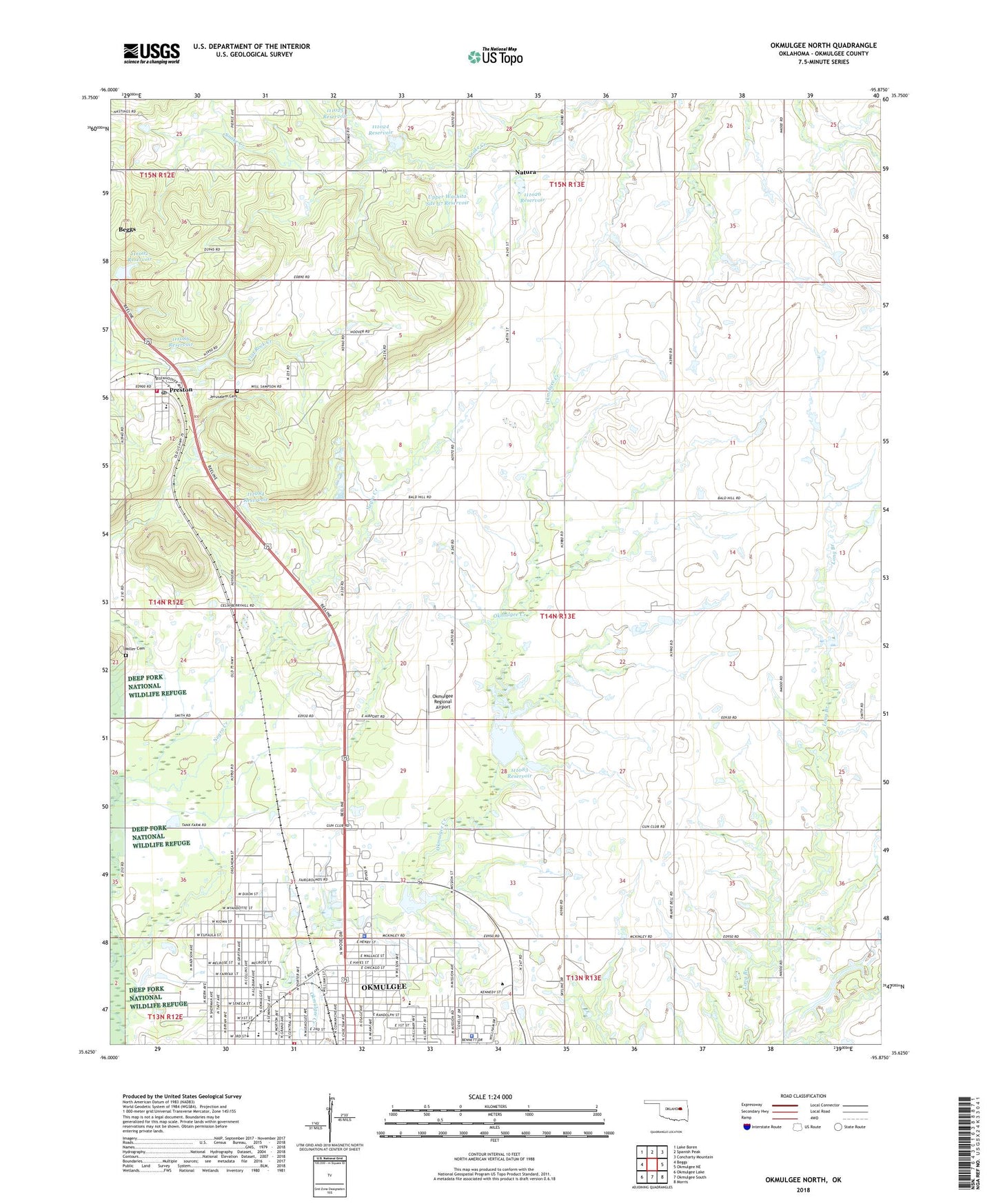 Okmulgee North Oklahoma US Topo Map Image