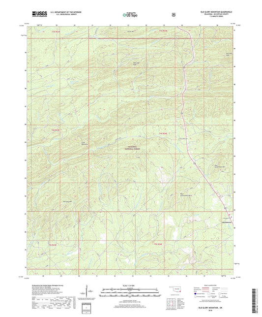 Old Glory Mountain Oklahoma US Topo Map Image
