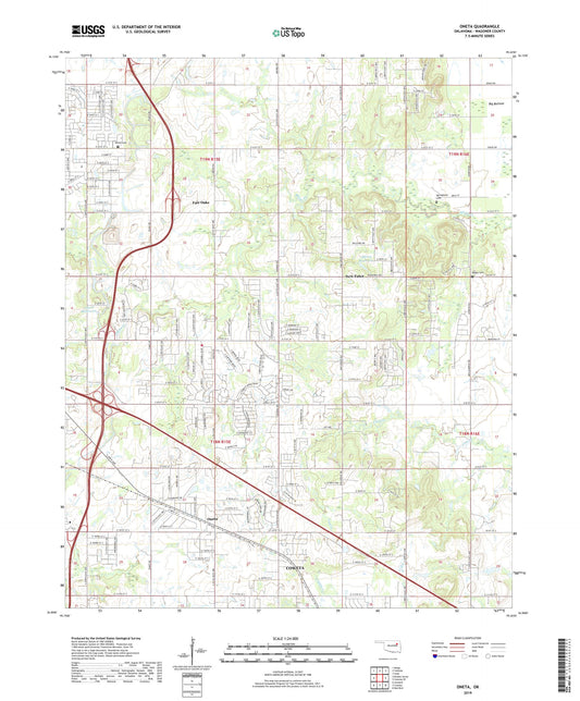 Oneta Oklahoma US Topo Map Image