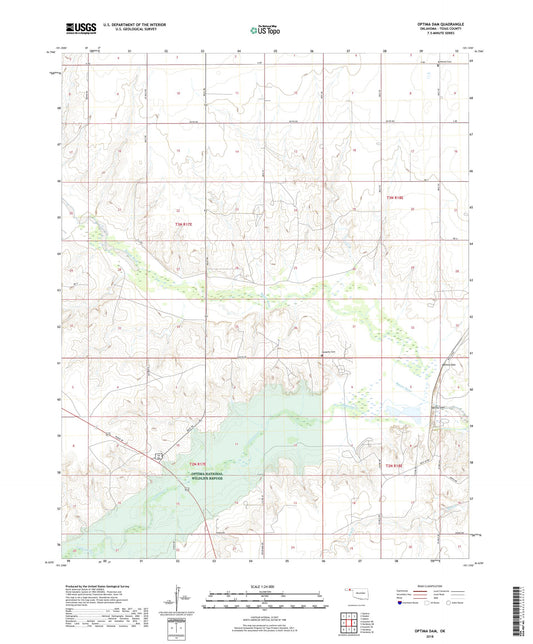 Optima Dam Oklahoma US Topo Map Image