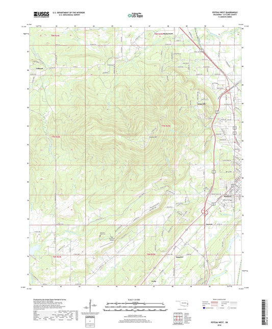 Poteau West Oklahoma US Topo Map Image