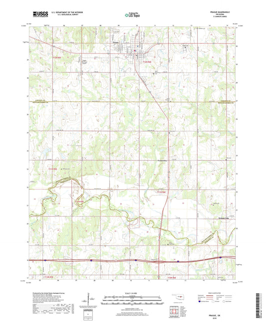 Prague Oklahoma US Topo Map Image