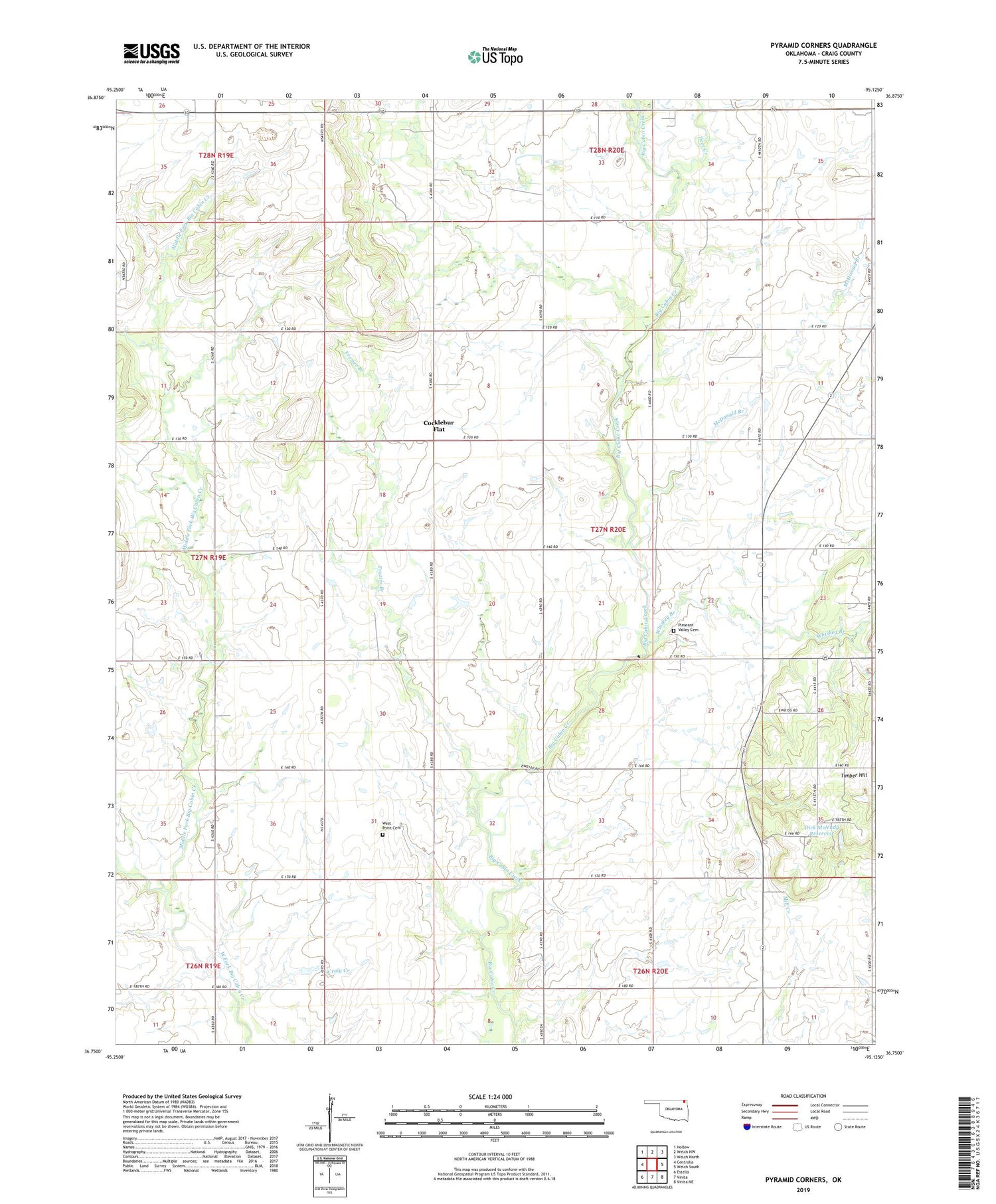Pyramid Corners Oklahoma US Topo Map Image