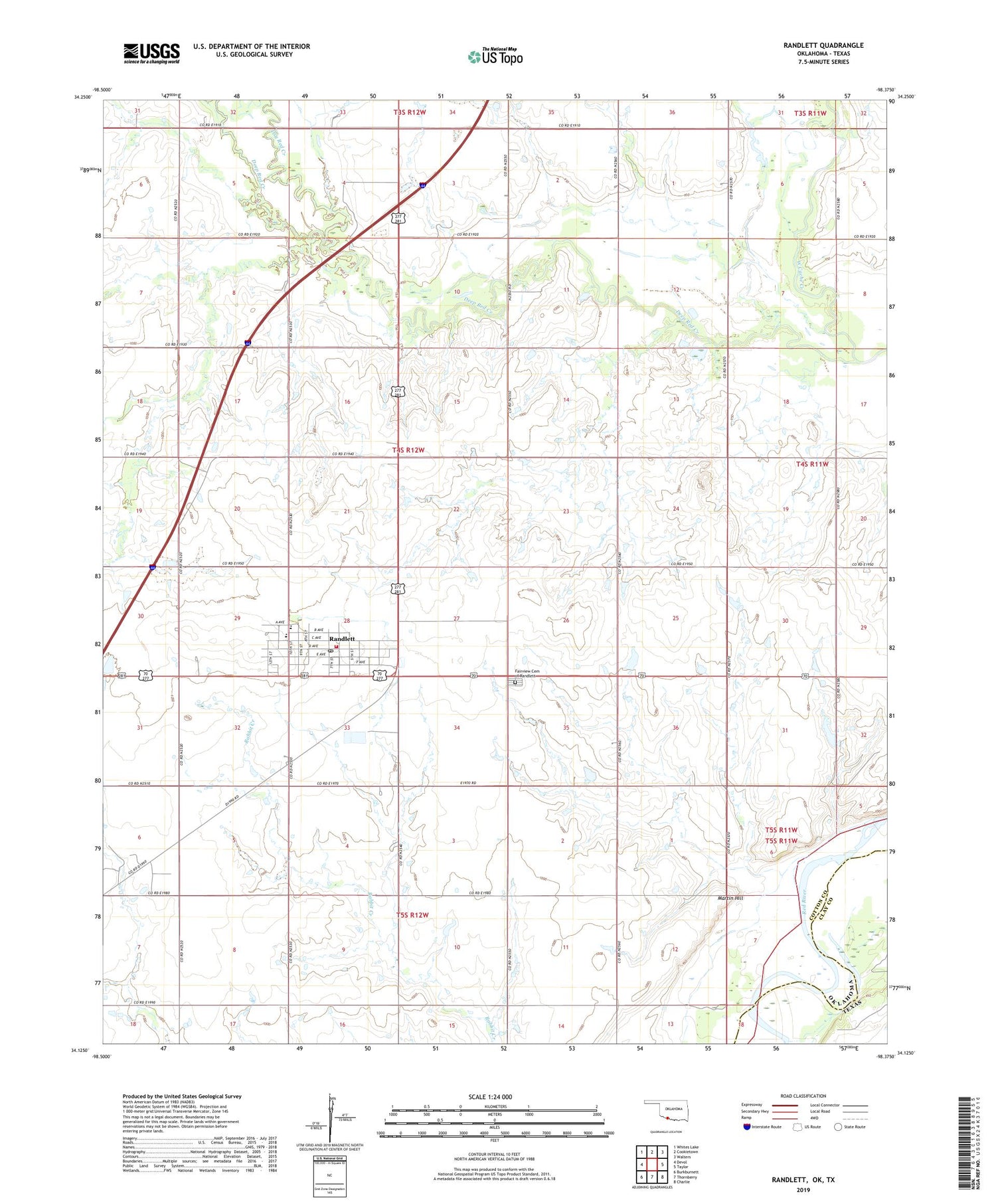 Randlett Oklahoma US Topo Map Image