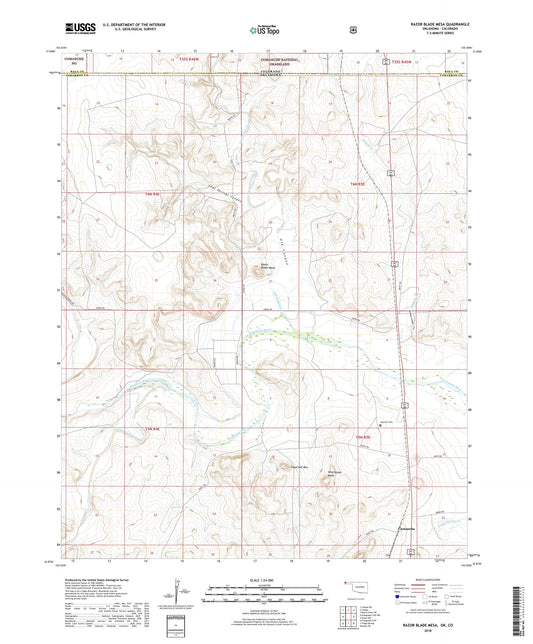 Razor Blade Mesa Oklahoma US Topo Map Image