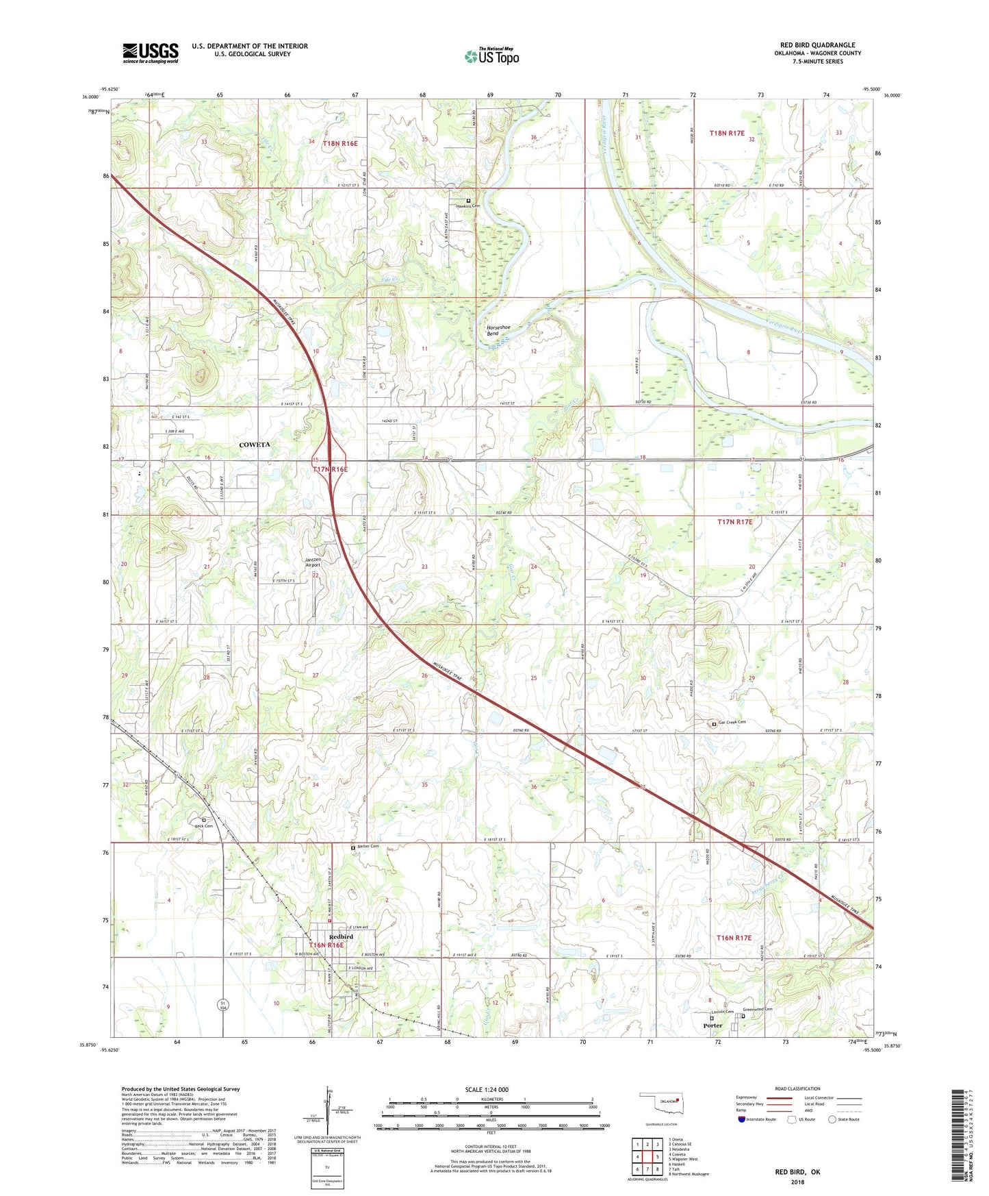 Red Bird Oklahoma US Topo Map Image