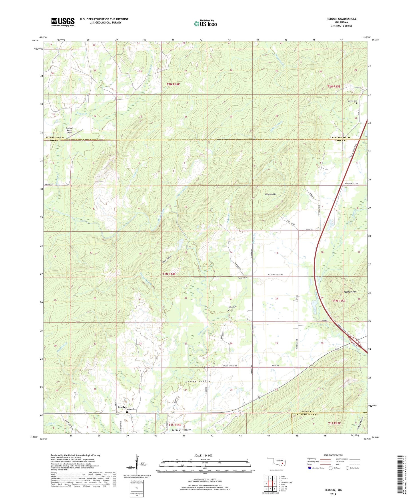 Redden Oklahoma US Topo Map Image
