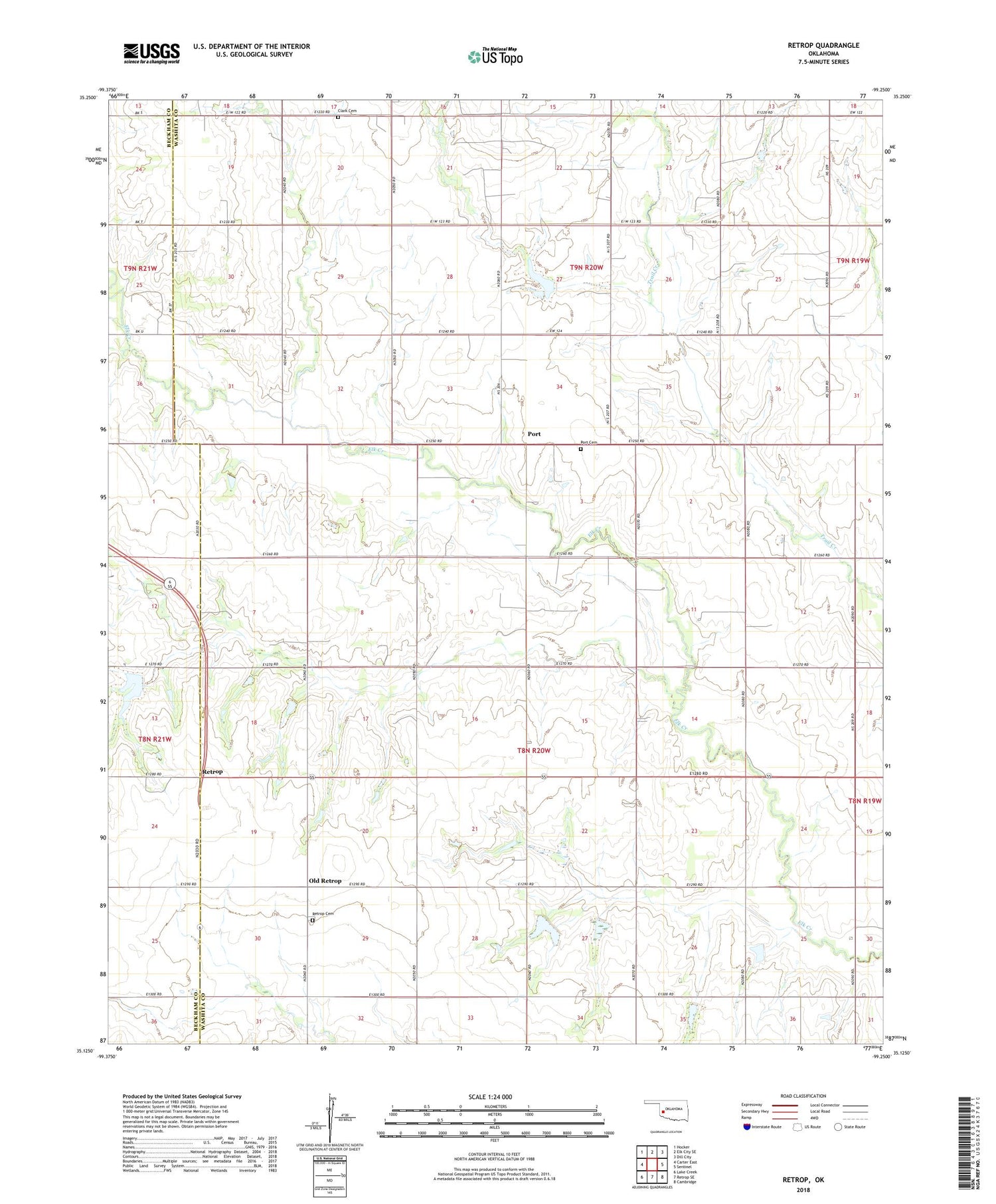 Retrop Oklahoma US Topo Map Image