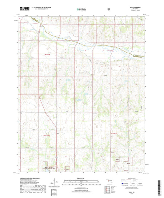 Roll Oklahoma US Topo Map Image