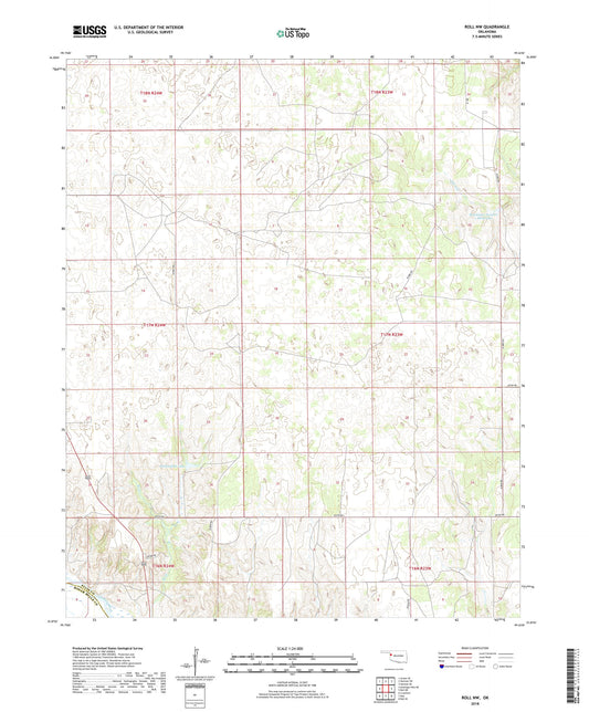 Roll NW Oklahoma US Topo Map Image