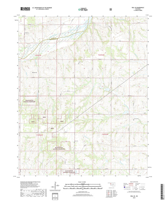 Roll SE Oklahoma US Topo Map Image