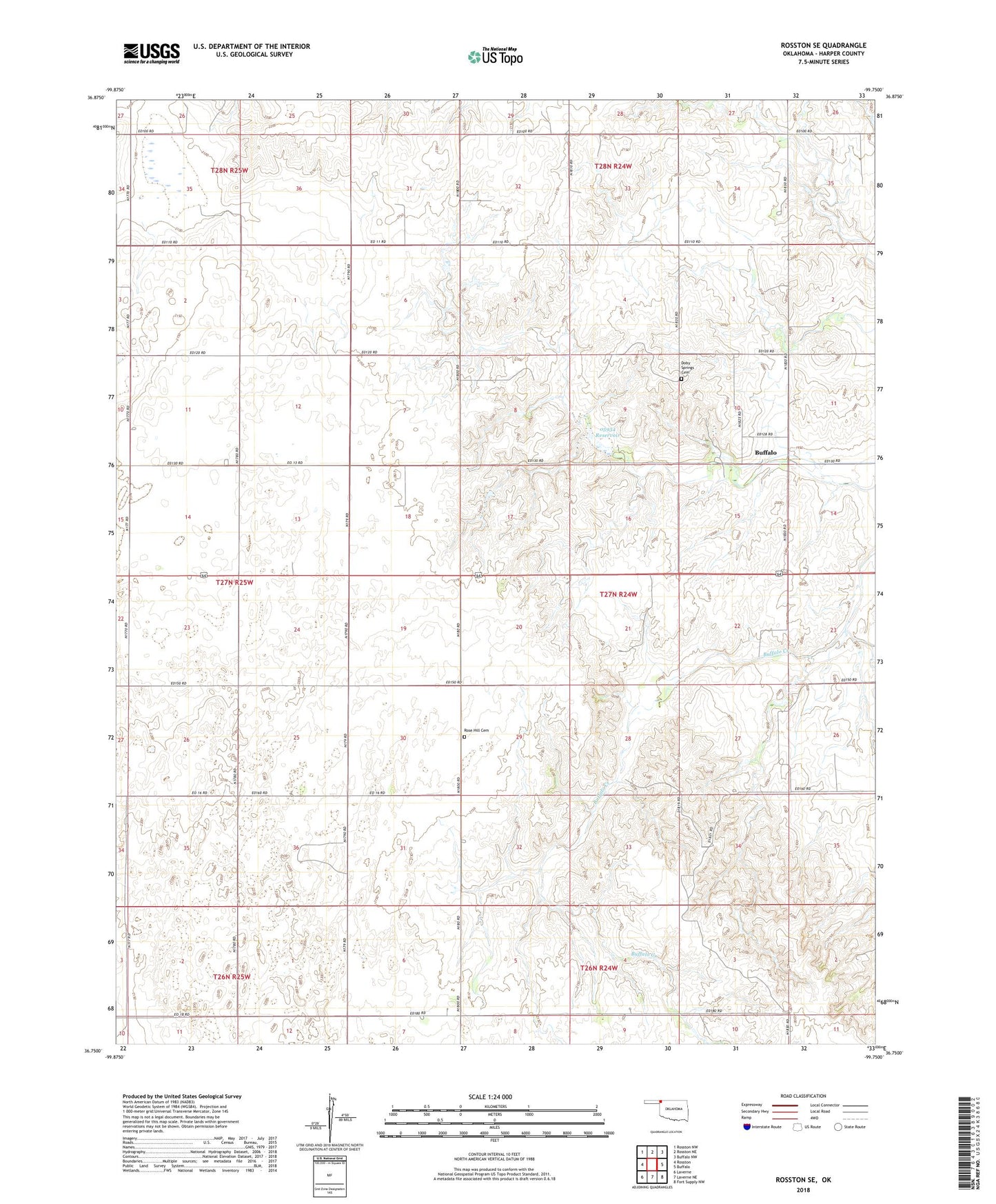 Rosston SE Oklahoma US Topo Map Image