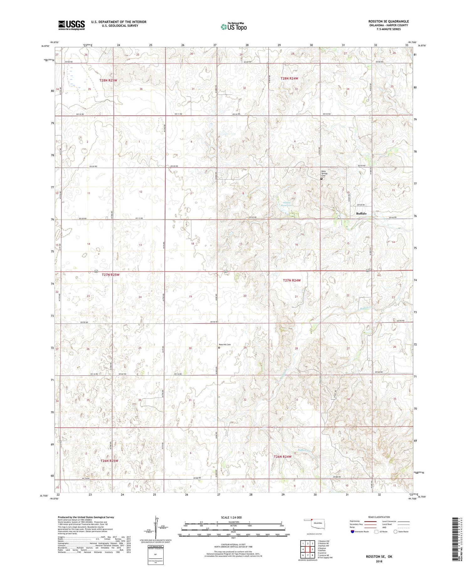 Rosston SE Oklahoma US Topo Map Image