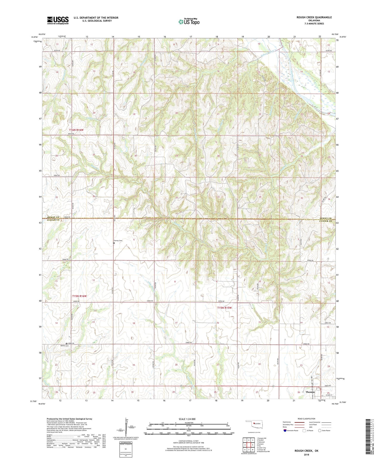 Rough Creek Oklahoma US Topo Map Image