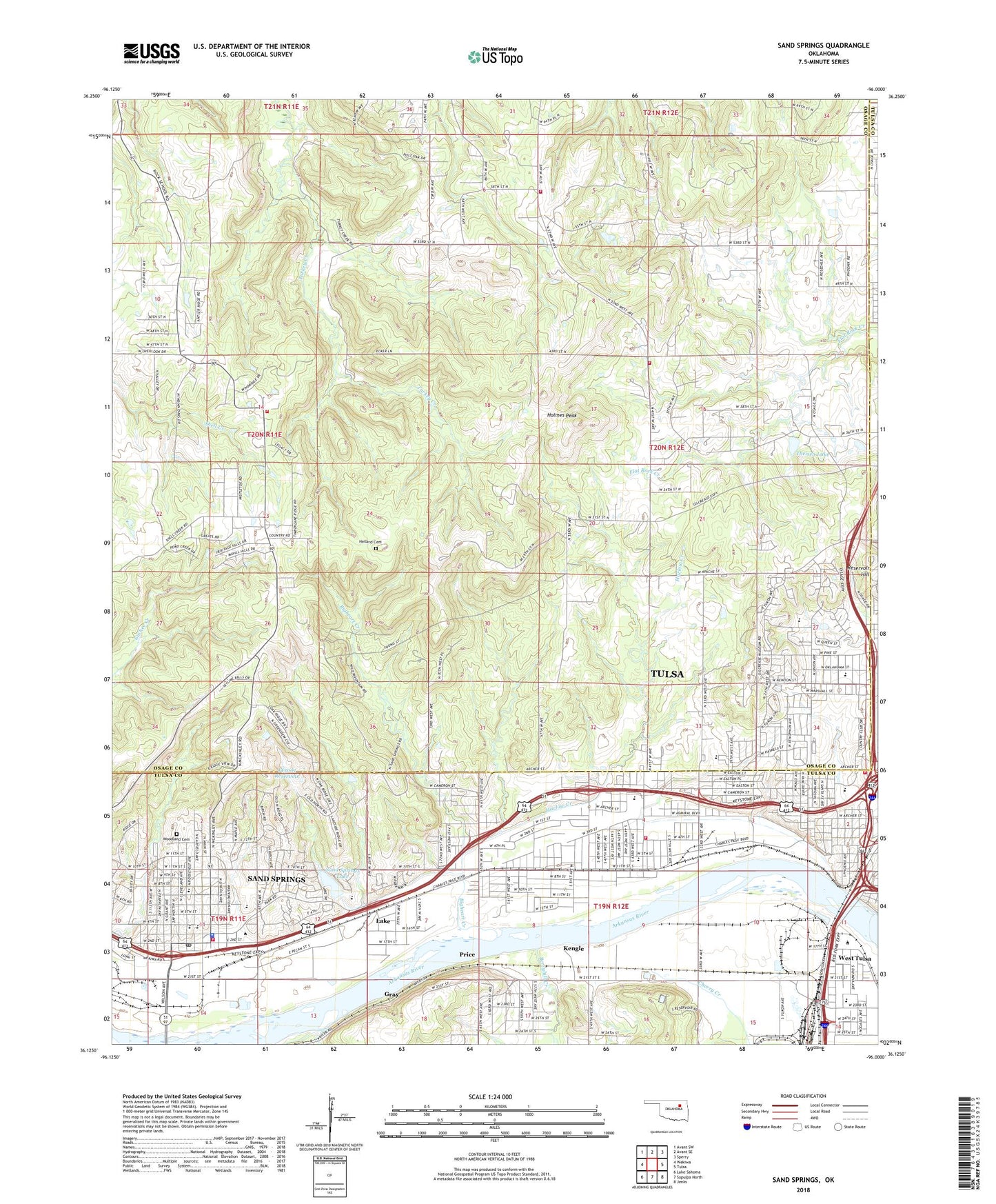 Sand Springs Oklahoma US Topo Map Image