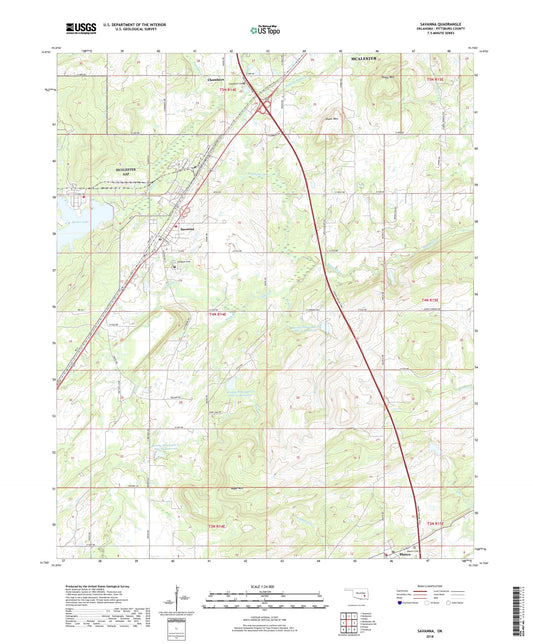 Savanna Oklahoma US Topo Map Image