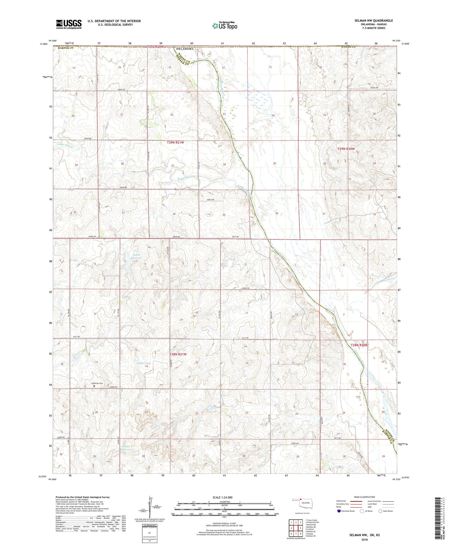 Selman NW Oklahoma US Topo Map Image