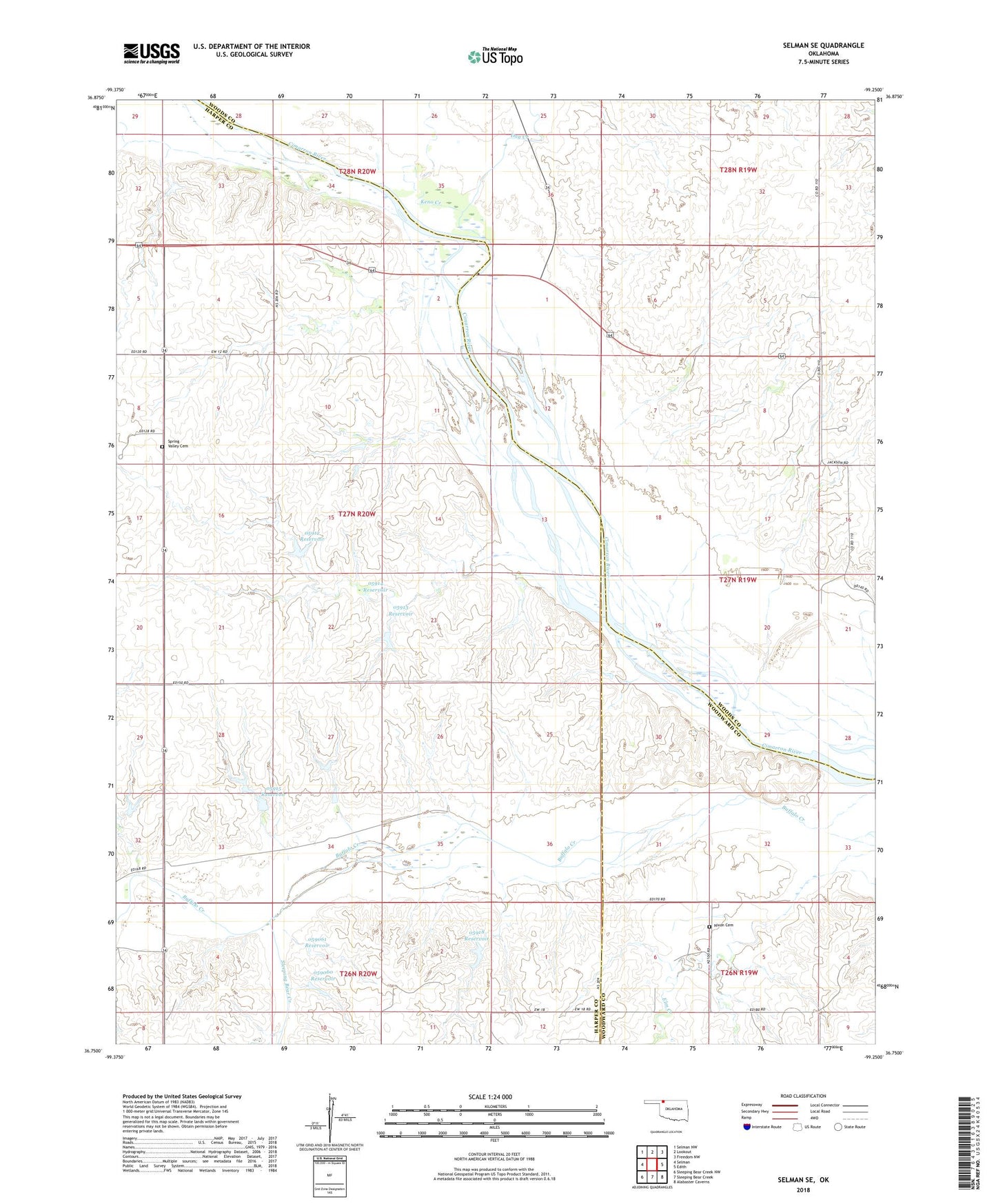 Selman SE Oklahoma US Topo Map Image