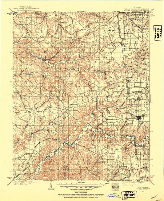 Historic 1899 Siloam Springs Oklahoma 30'x30' Topo Map Image