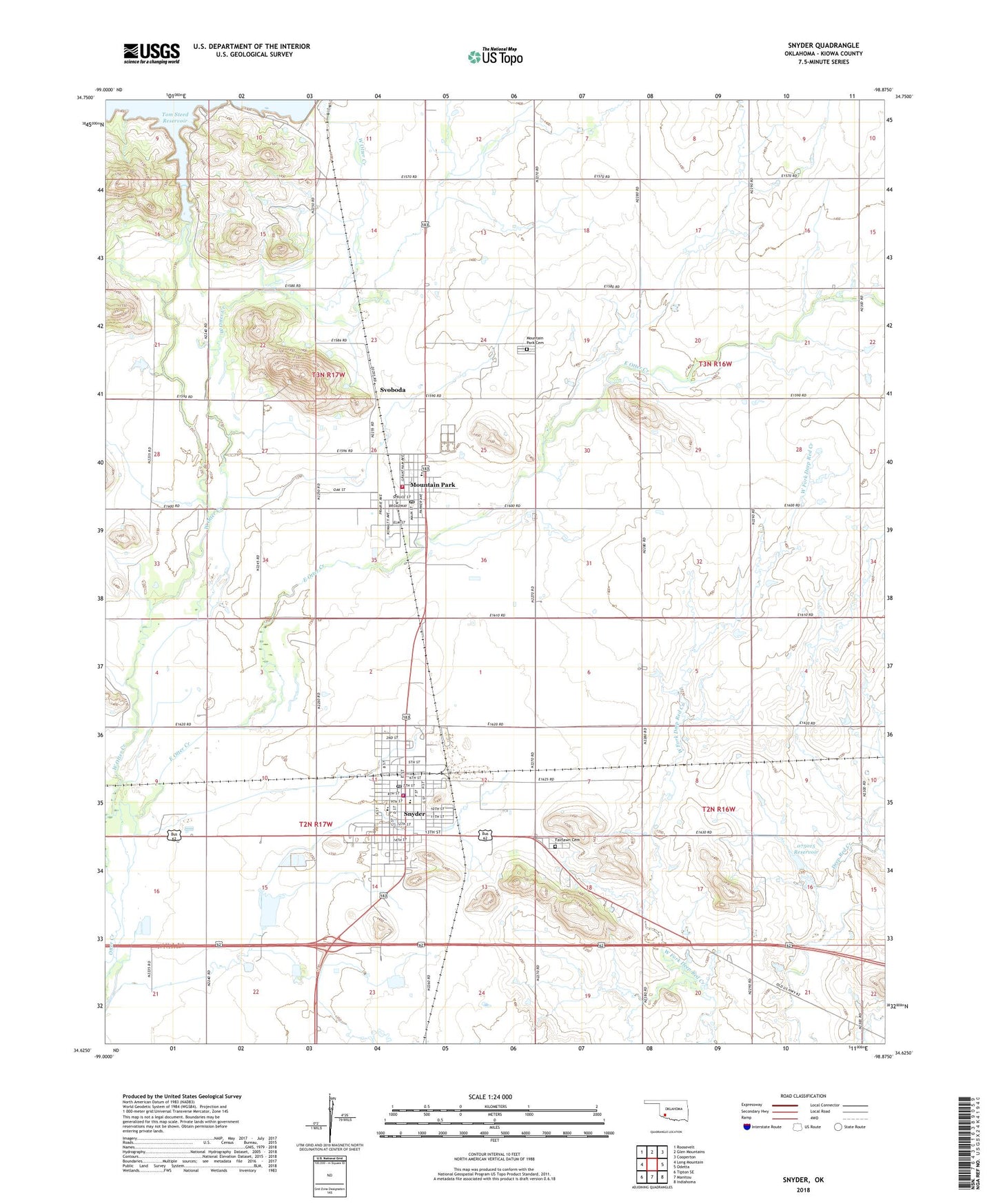 Snyder Oklahoma US Topo Map Image