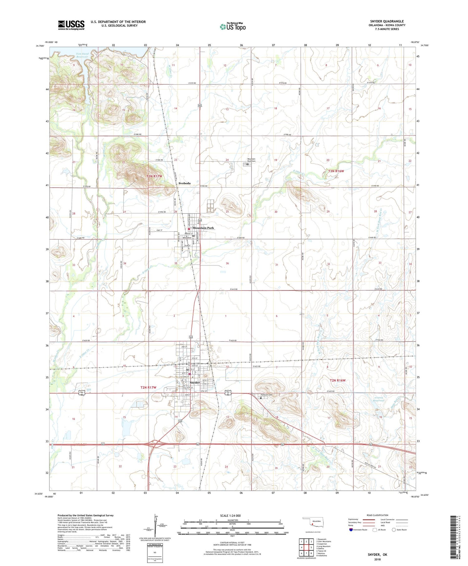 Snyder Oklahoma US Topo Map Image