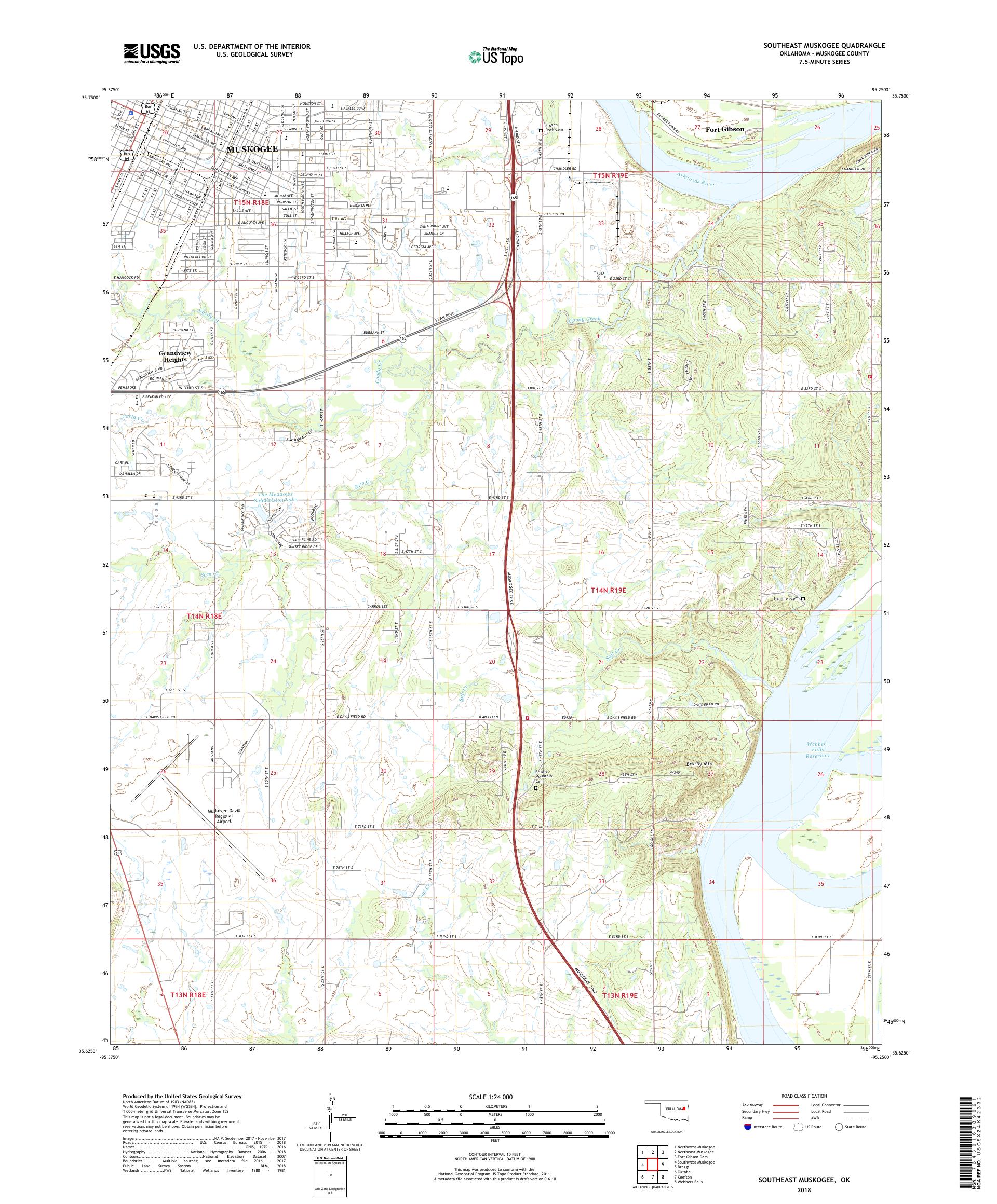Southeast Muskogee Oklahoma US Topo Map – MyTopo Map Store