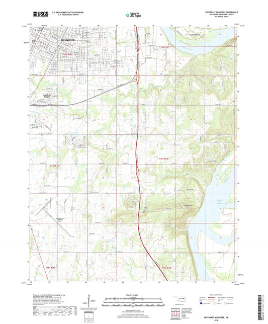 Southeast Muskogee Oklahoma US Topo Map Image