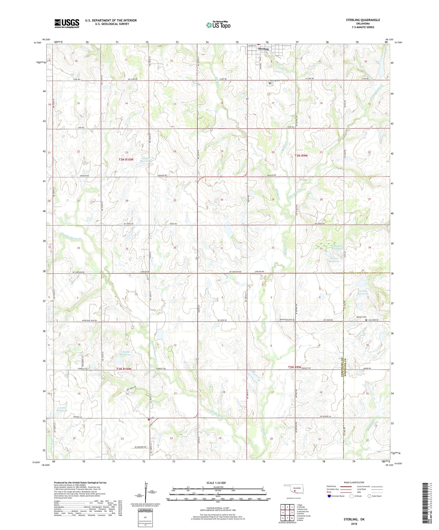 Sterling Oklahoma US Topo Map Image
