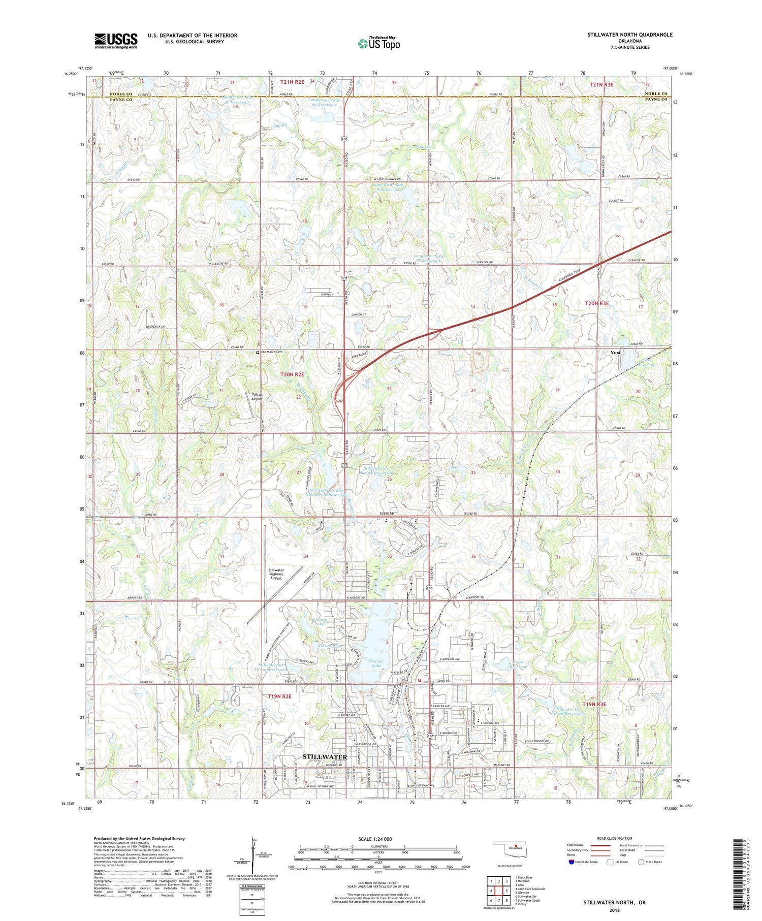 Stillwater North Oklahoma US Topo Map Image