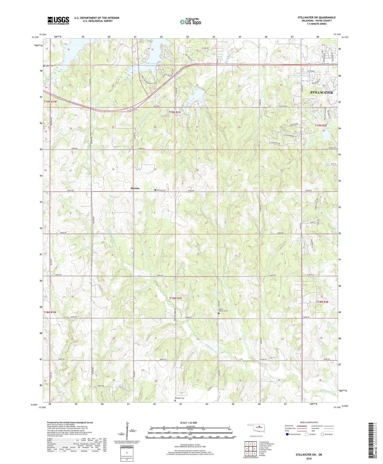 Stillwater SW Oklahoma US Topo Map Image
