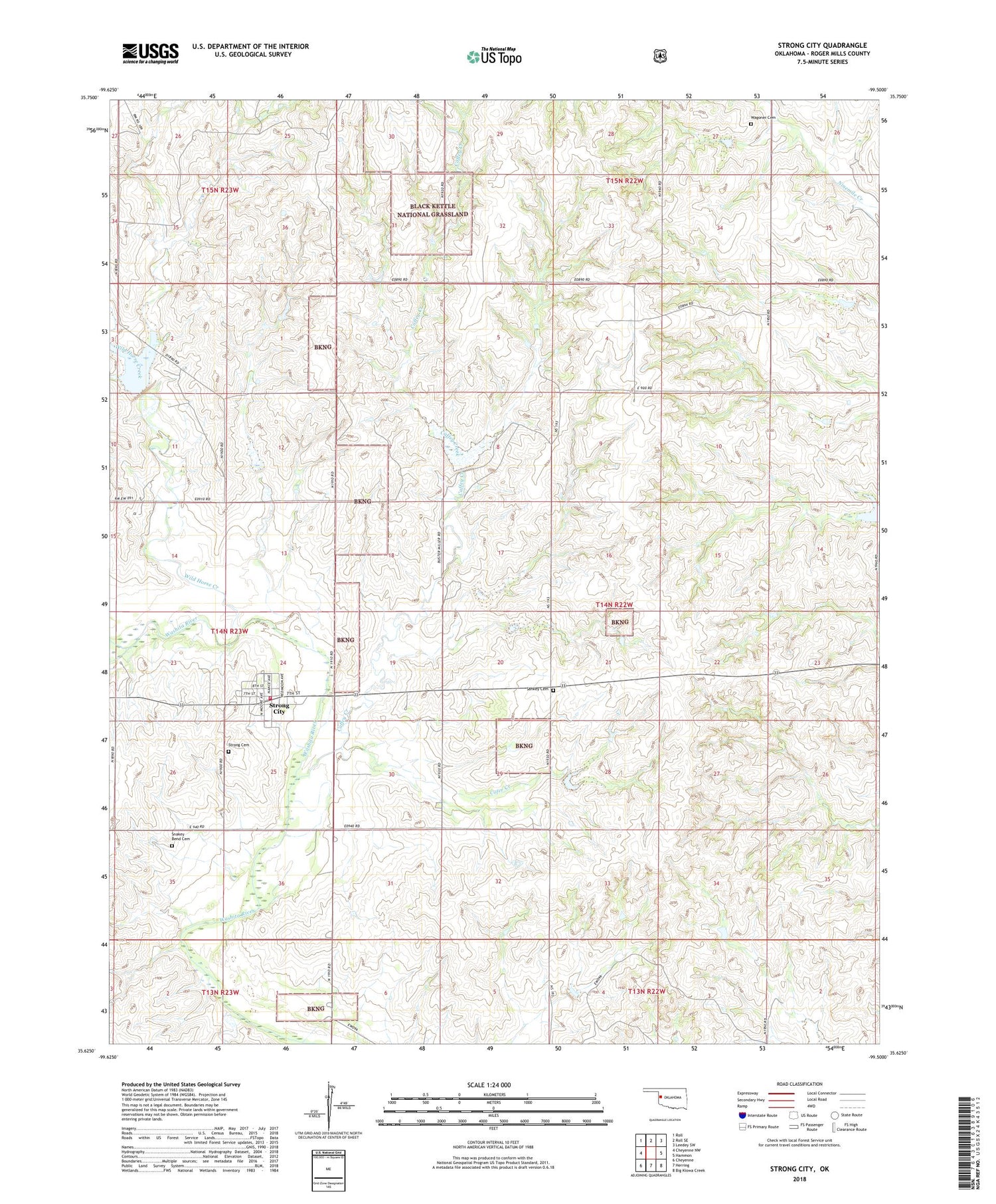 Strong City Oklahoma US Topo Map Image