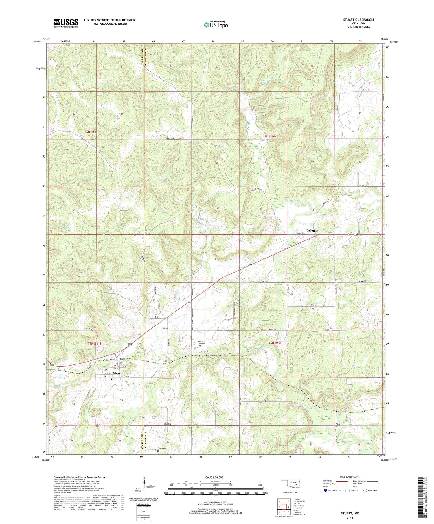 Stuart Oklahoma US Topo Map – MyTopo Map Store