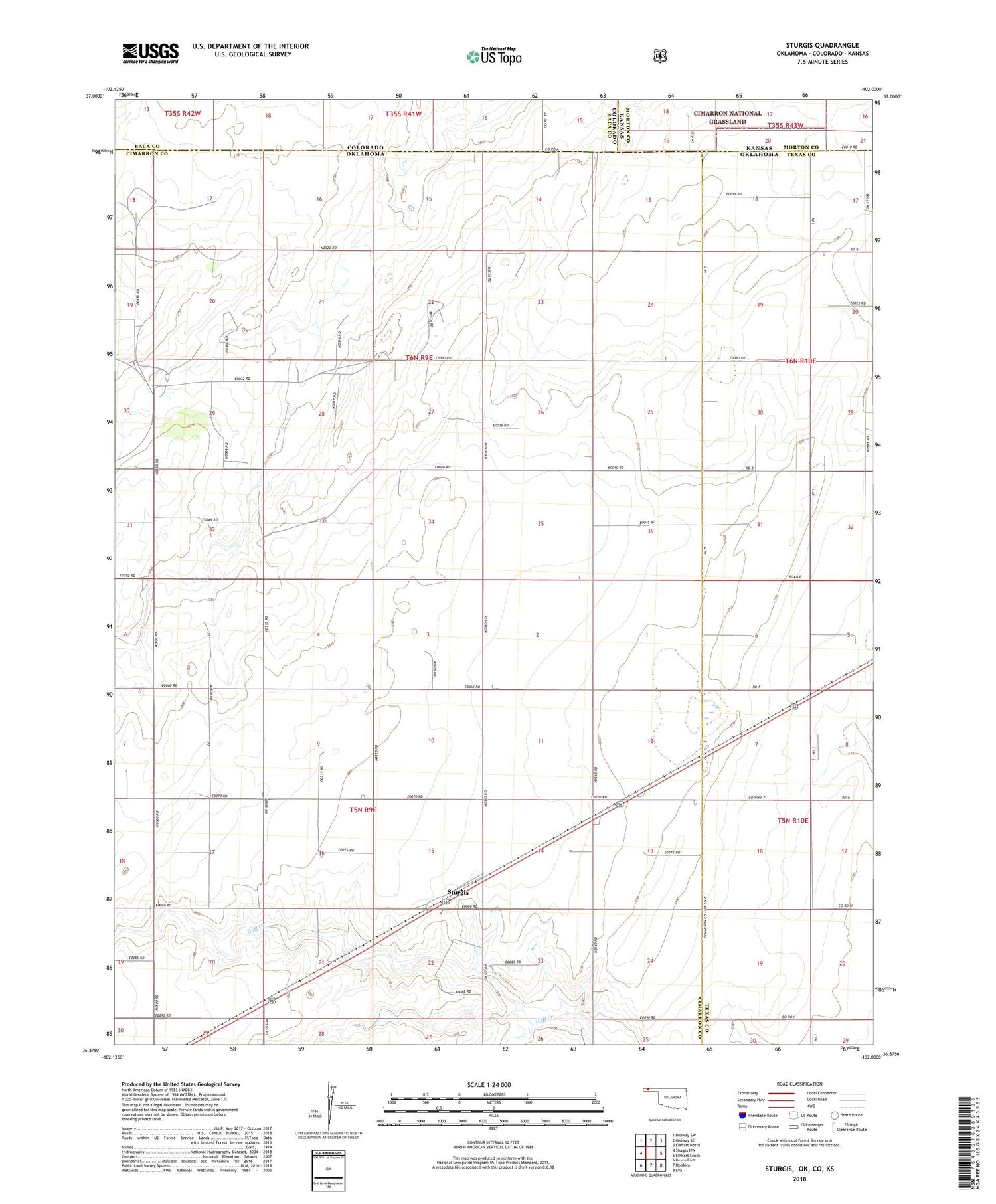 Sturgis Oklahoma US Topo Map Image
