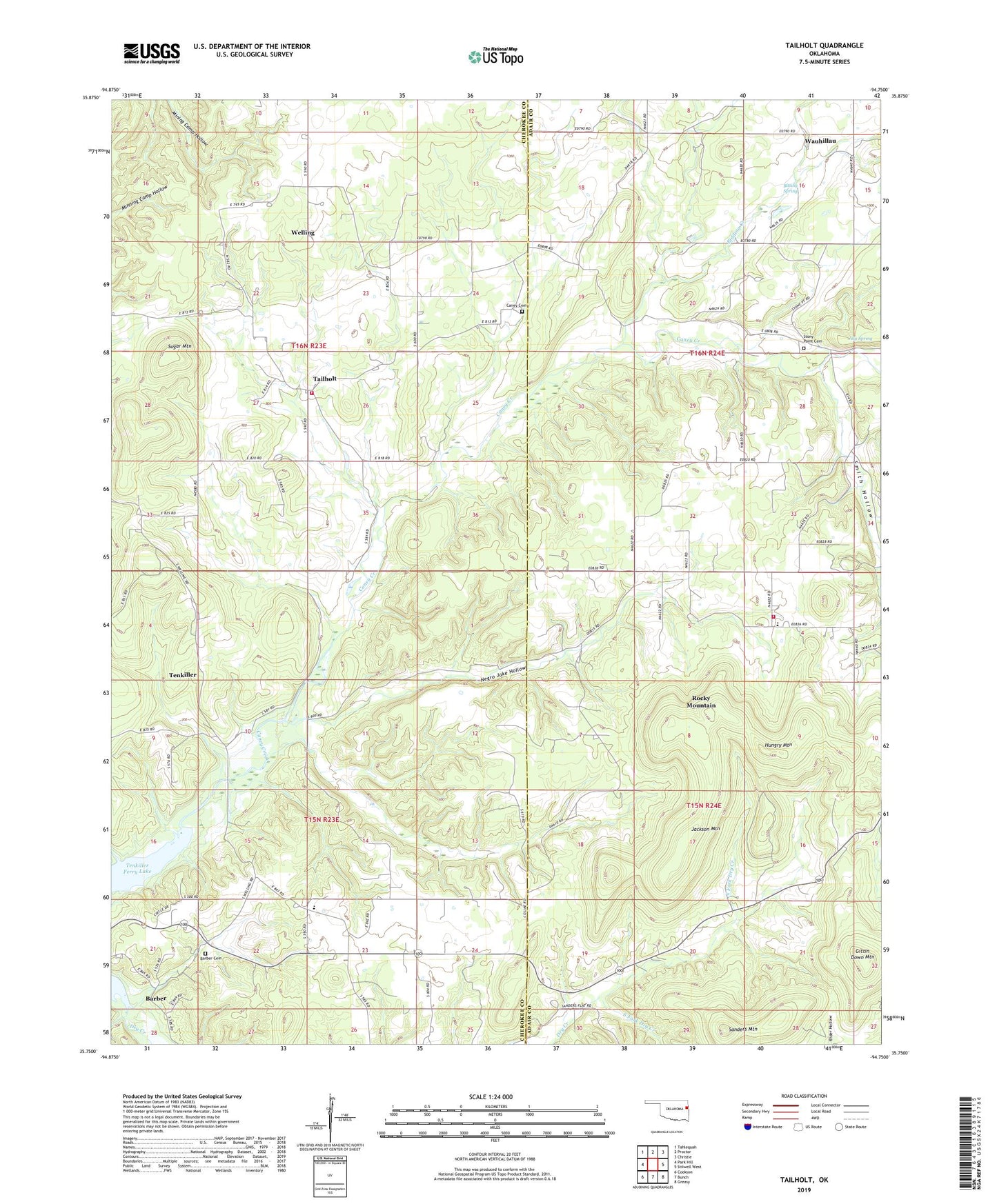 Tailholt Oklahoma US Topo Map Image