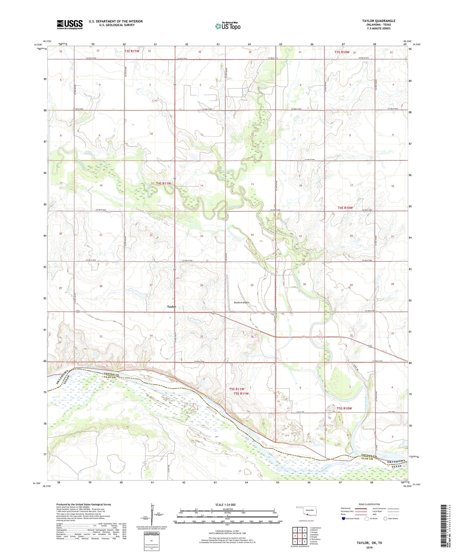 Taylor Oklahoma US Topo Map Image