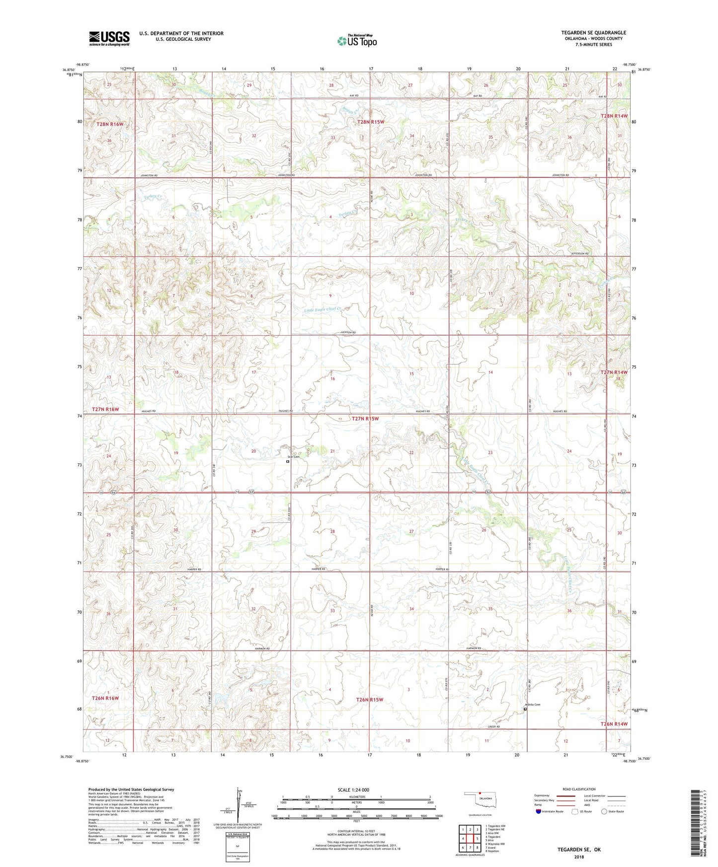 Tegarden SE Oklahoma US Topo Map Image