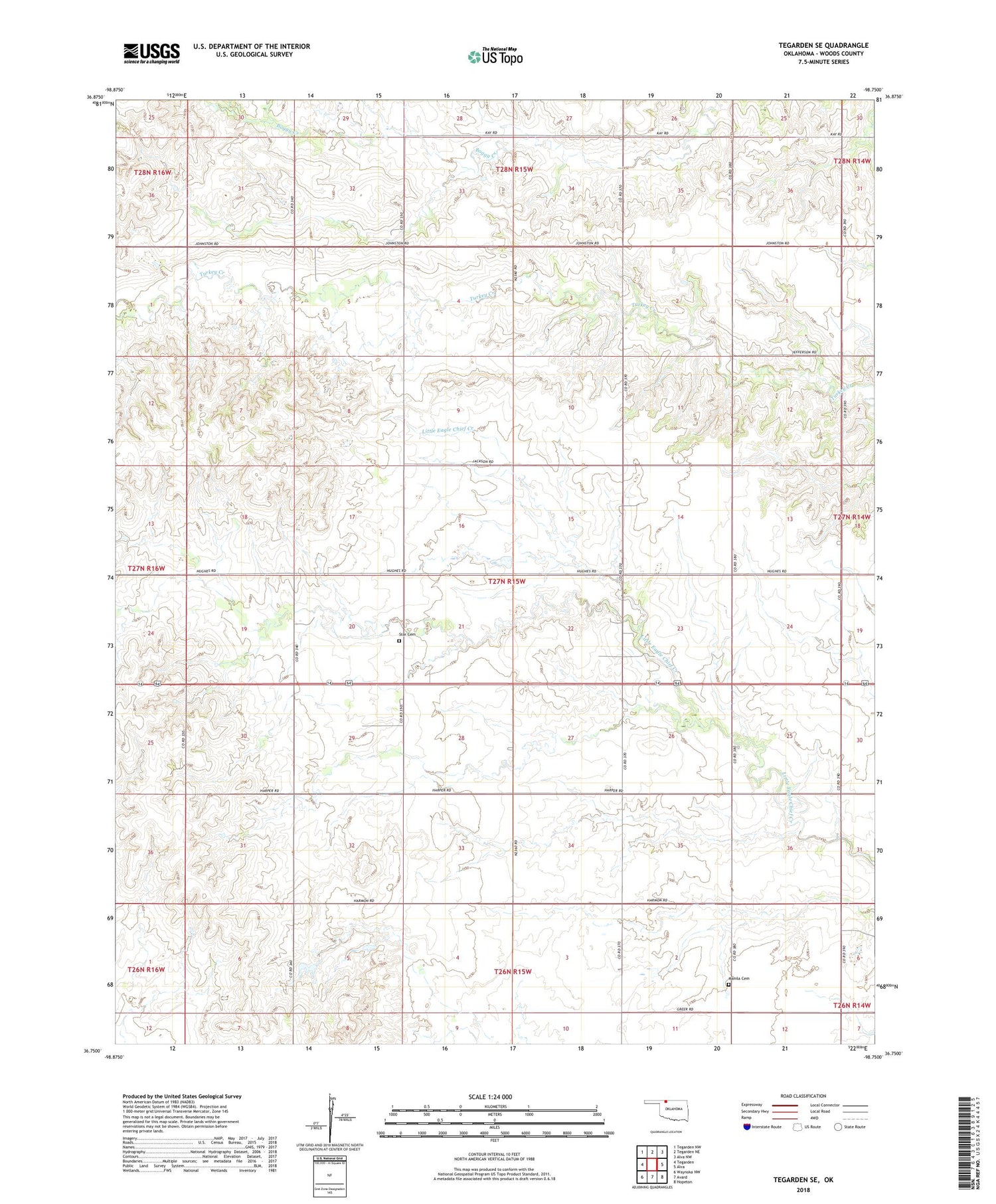 Tegarden SE Oklahoma US Topo Map Image