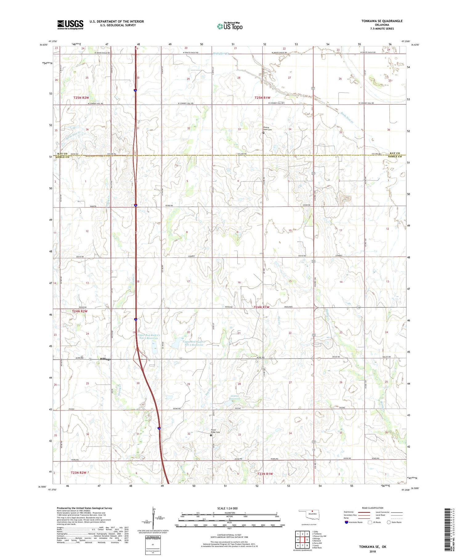 Tonkawa SE Oklahoma US Topo Map Image