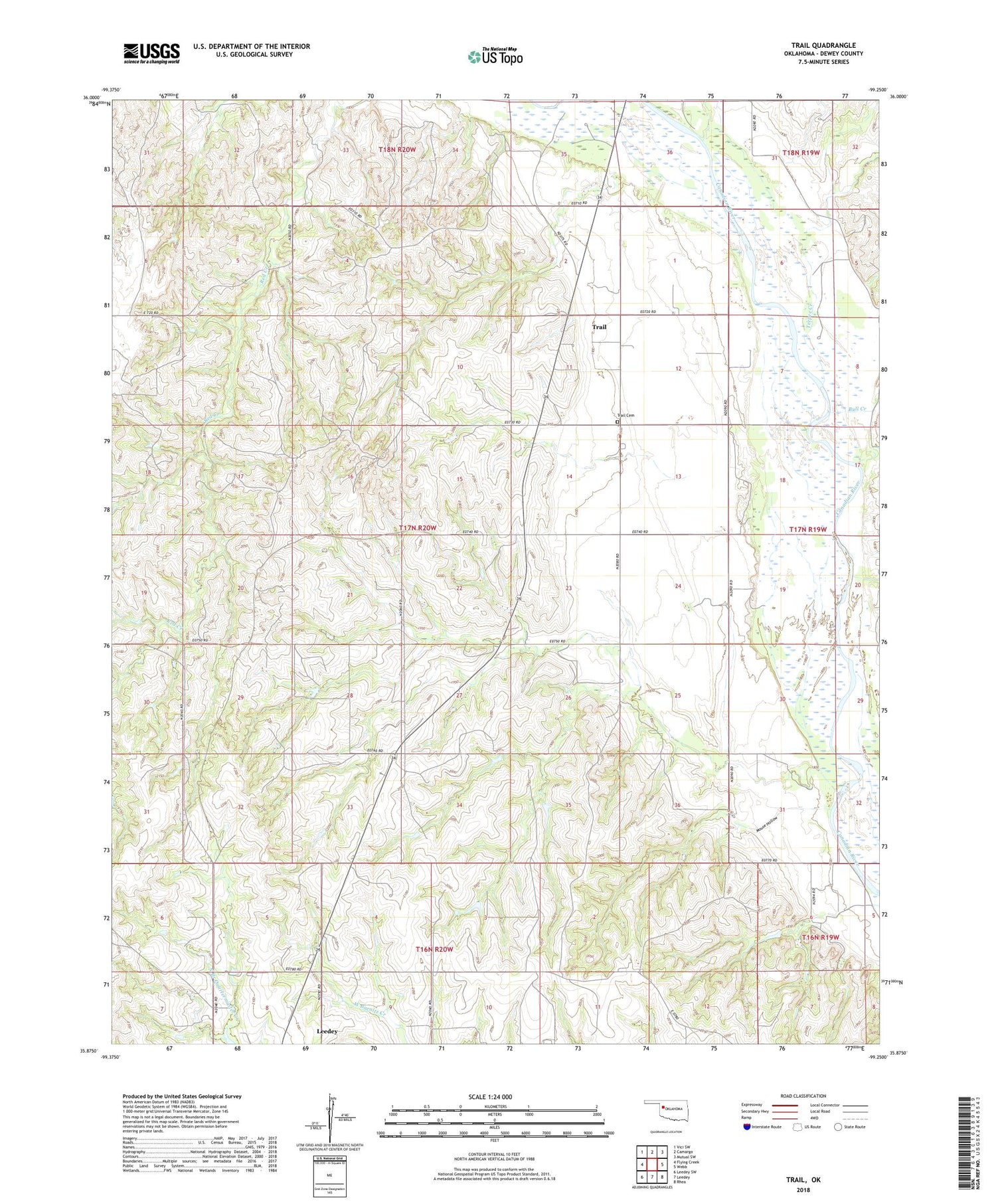 Trail Oklahoma US Topo Map Image