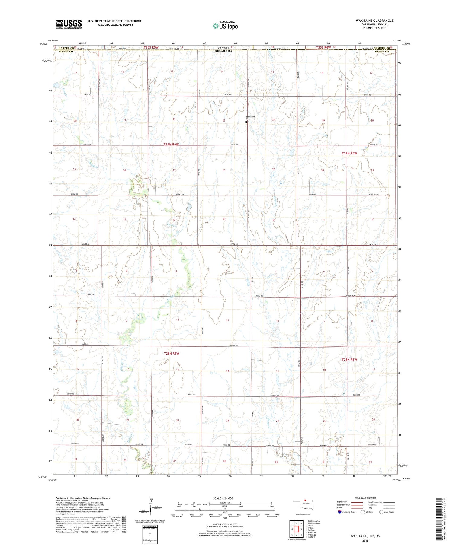 Wakita NE Oklahoma US Topo Map Image
