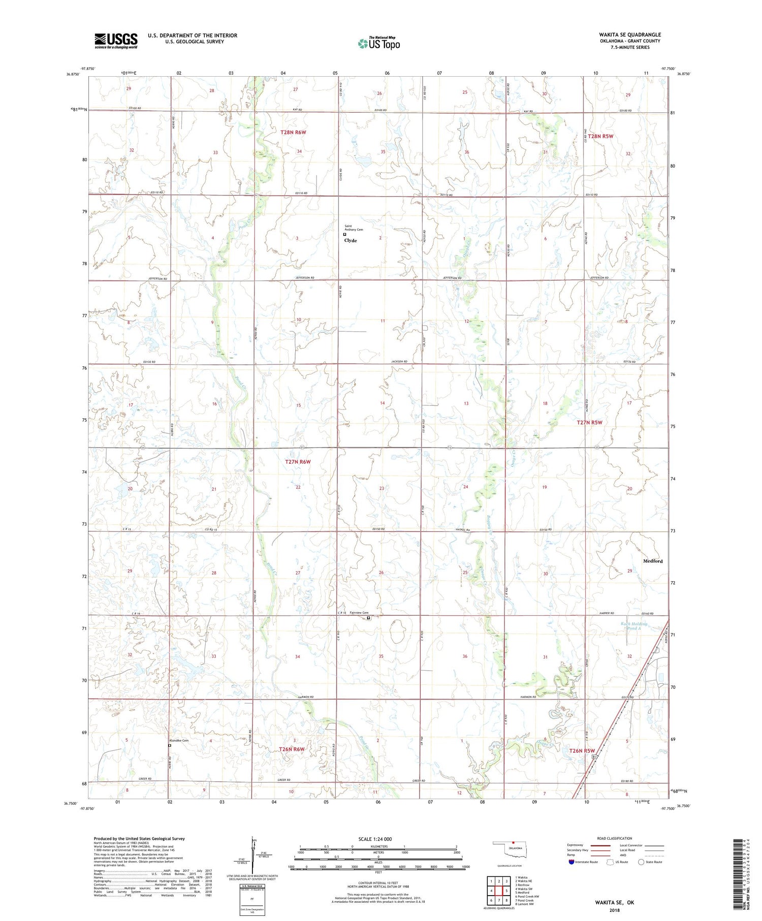 Wakita SE Oklahoma US Topo Map Image
